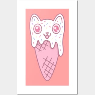 Ice Cream Kitty Cone Posters and Art